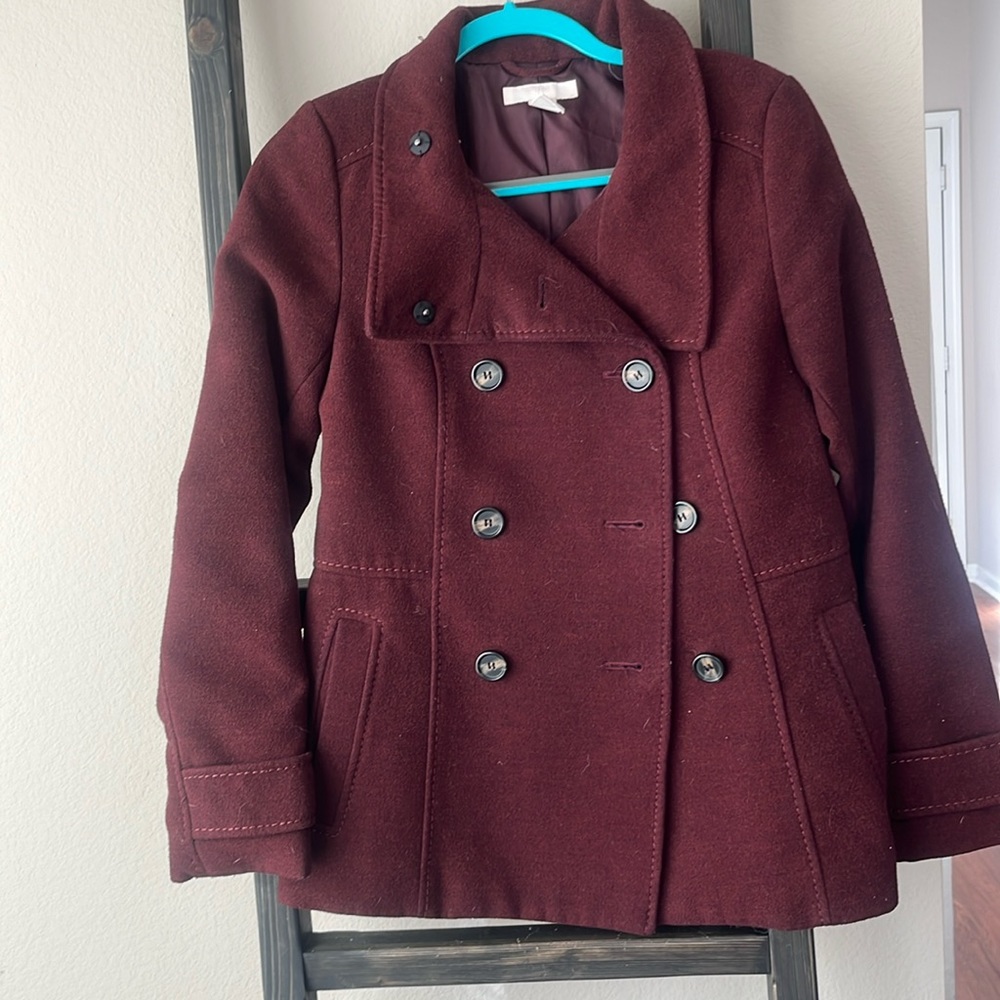 Maroon peacoat, H&M, felted